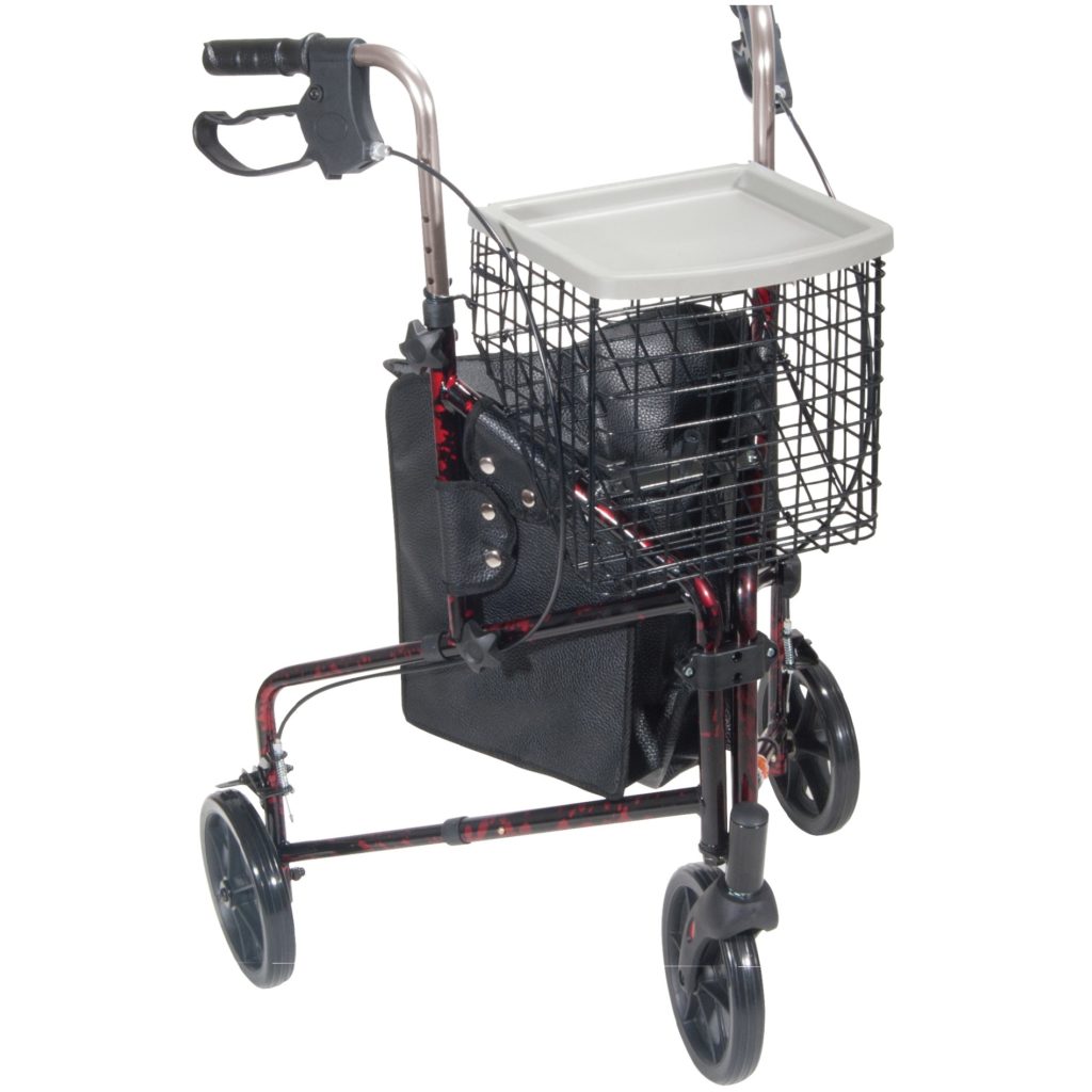 3 Wheel Rollator Walker with Basket Tray and Pouch - On The Mend Medical Supplies & Equipment